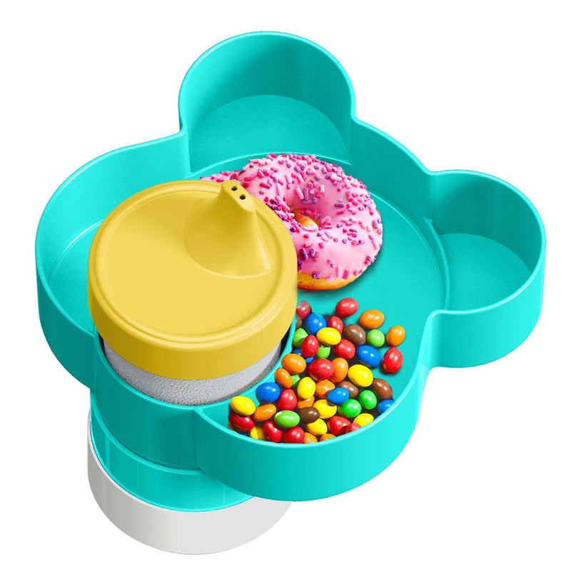 BlueOrigin Car Seat Tray - Convert Cup Holder to a Tray for Snacks, Toys, 360 Rotatable for Kids Travel, Anywhere with Cup Holder (Teal) - Image 1